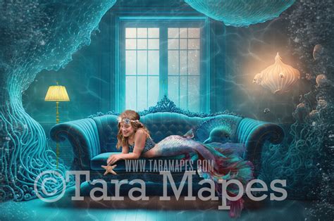 Mermaid Sofa Digital Backdrop Mermaid Room Digital Background