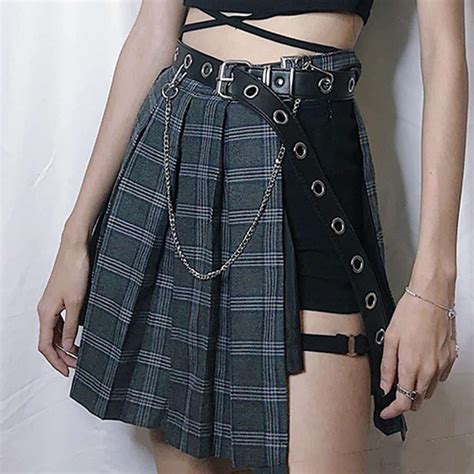 Sexy Bandage Plaid Punk Skirt