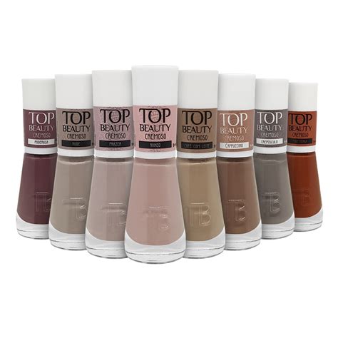 Kit 8 Esmaltes New Top Beauty Vegano Tons De Marrom E Nude Shopee Brasil