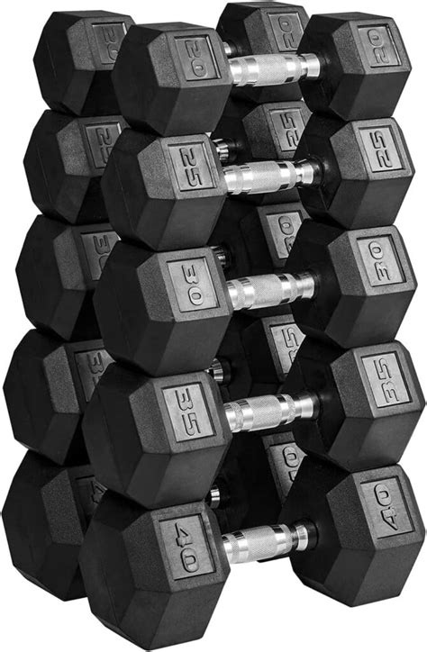 Papababe Dumbbell Set Rubber Encased Hex Dumbbell