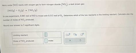 Solved Nitric Oxide NO Reacts With Oxygen Gas To Form Chegg