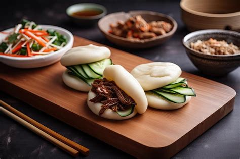 Premium AI Image | Bao buns with traditional asian fillings steamed bun ...