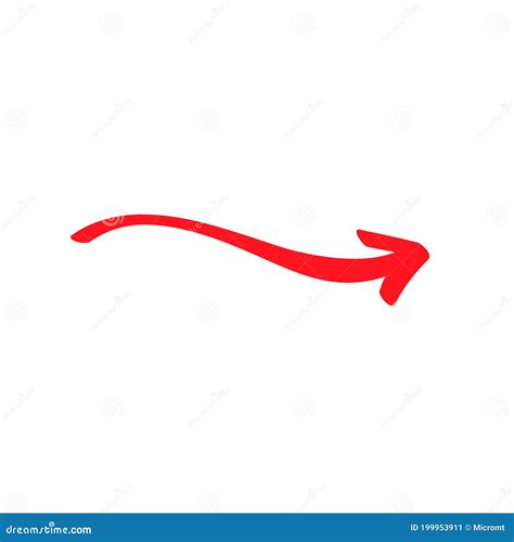 Small Red Wavy Arrow Sign Slightly Rounded Symbol And Icon For