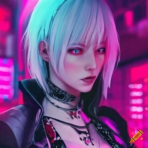 Cyberpunk Character With Pink Cherry Hair And White Hair On Craiyon