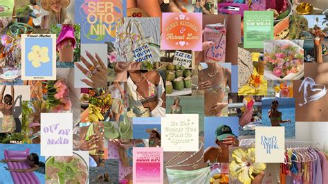 Free Download Coconut Girl Aesthetic Wall Collage Kit Beach