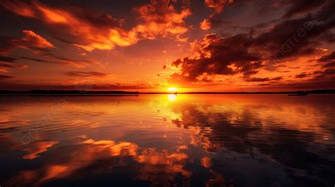 Sunset On Water With Clouds Background, Pretty Pictures Of The Sunset ...