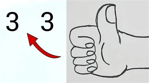 How To Draw Thumbs Up From 33 Numbers Easy Thumbs Up Drawing Step By