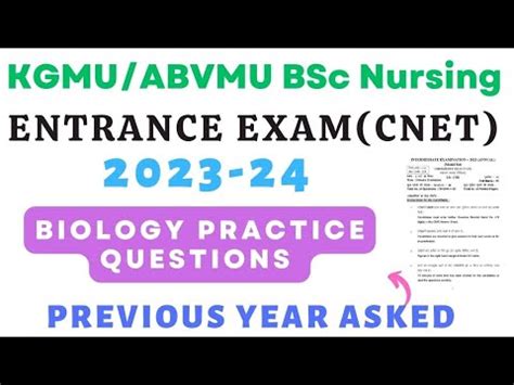 Kgmu Abvmu Bsc Nursing Entrance Exam Biology Previous Year