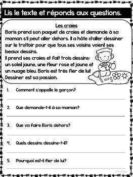 French Reading Comprehension Compr Hension De Lecture Simple By