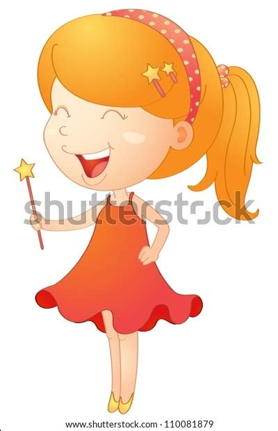 Illustration Girl Magic Stick On White Stock Vector Royalty Free