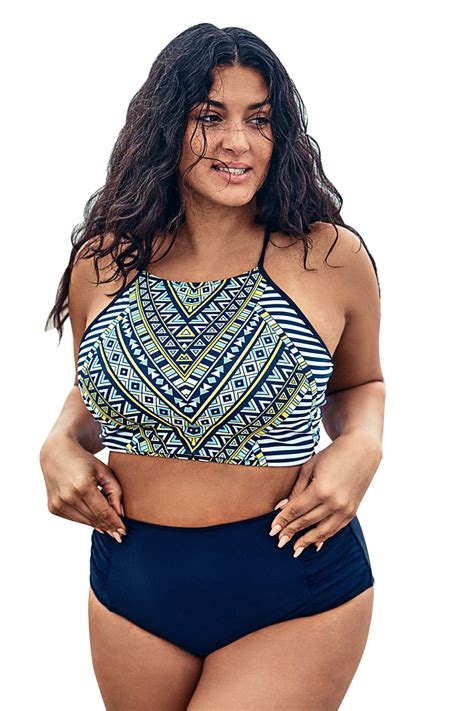 CUPSHE Women S Plus Size Bikini Set Tank Lace Shirring High Waisted