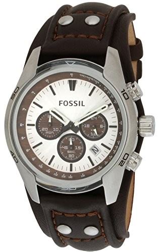 Fossil Ch Montre Acier Argent Fossil Homme Marron Quartz Rond