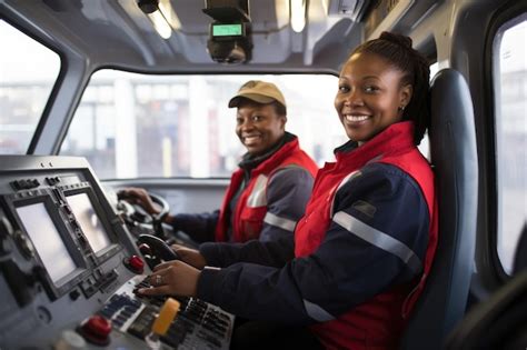 Deux Conductrices De Train Africaines Assises Dans Un Train De M Tro