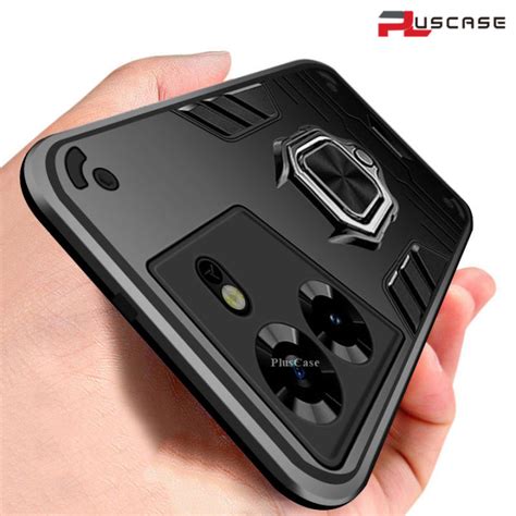 PlusCase For Tecno Pova 5 Pro Stand Armor Case With Lens Camera Cover