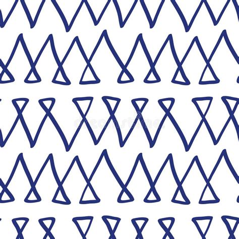 Triangle Pattern Sketch Hand Drawn Vector Illustration Blue Pen Or