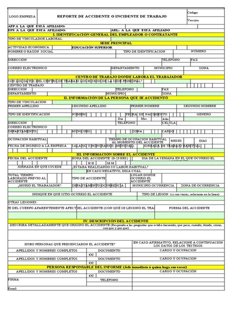 Modelo De Reporte Accidentes Internos Pdf Quemar Herida