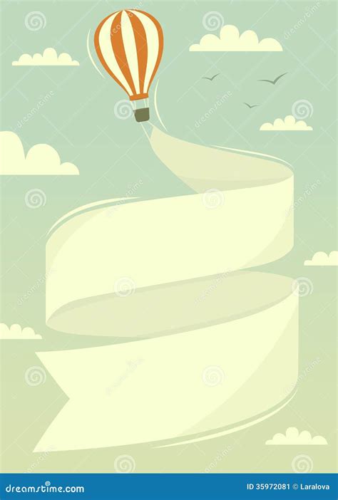 Hot Air Balloon With Banner Stock Vector Illustration Of Banner Orange