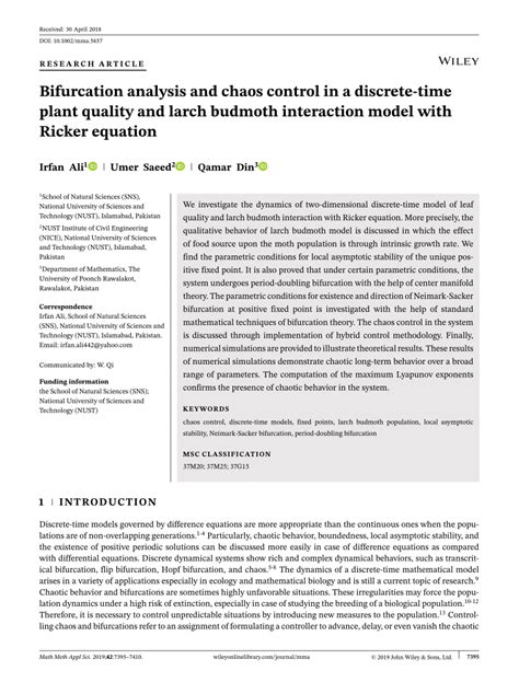 Bifurcation Analysis And Chaos Control In A Discrete Time Plant Quality