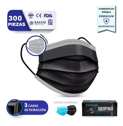 Caja De Cubrebocas Negro Para Adulto Tricapa Pzs Mercadolibre