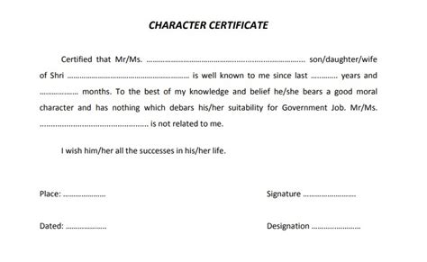 Character Certificate Templates Free Certificate Templates In