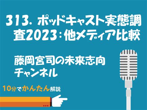 313ポッドキャスト実態調査2023：他メディア比較／藤岡宮司の未来志向チャンネル ポッドキャストマーケティングの株式会社こえラボ