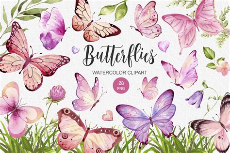 Watercolor Pink Butterfly Clipart PNG Graphic By WatercolorGardens