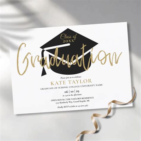 Modern Simple Gold Script Graduation Party Invitation Zazzle