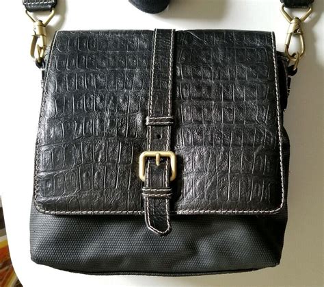 Vintage Furla Italy Crocodile Print Flap Over Crossbo Gem