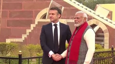 Watch Pm Modi French President Macron Visit Jaipurs Jantar Mantar