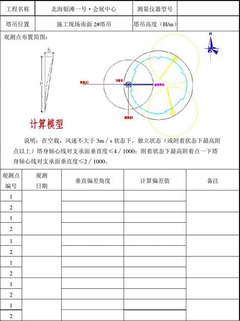 塔吊垂直度观测记录表word文档免费下载亿佰文档网