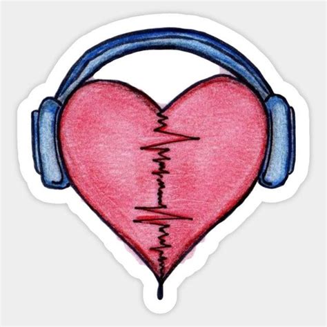 Heart Beats For Music Sticker Stickers