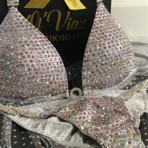Bride Bikini Metallic Spandex With Crystals Competition Etsy