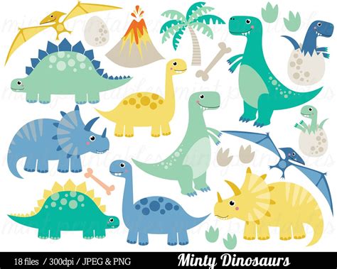 Dinosaur Clipart, Dinosaurs Clip Art, Tyrannosaurus Rex Stegosaurus Triceratops Pterodactyl Egg ...