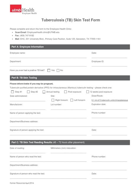 Printable Tb Skin Test Form Printable Templates