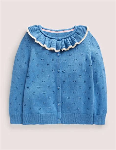 Collared Pointelle Cardigan Elizabethan Blue Boden Eu