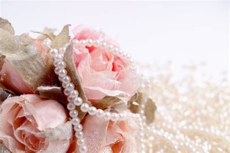 Bouquet Of Pink Roses With Pearls Stock Image Image Of Rose Pastel