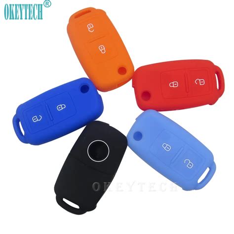 OkeyTech Best 2 Buttons Silicone Rubber Car Key FOB Cover Case For VW