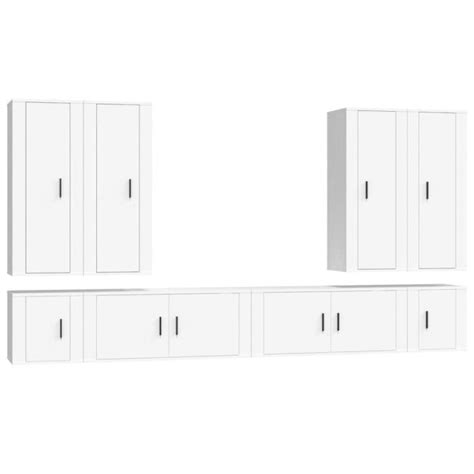 Ensemble de meubles TV VGEBY Blanc Bois d ingénierie 8 pcs