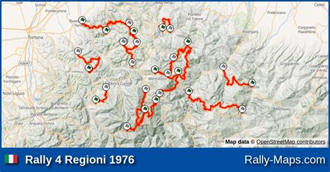 Streckenverlauf Rally 4 Regioni 1976 RallyeKarte De