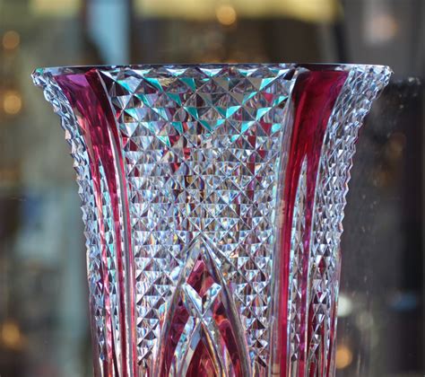 Exceptionnel Vase Cristal Val Saint Lambert Rouge Galerie Maxime