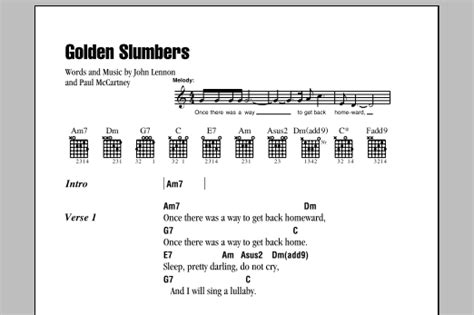 Golden Slumbers Sheet Music The Beatles Guitar Chords Lyrics