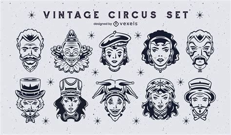 Circus And Carnival Performers Characters Set Vector Download