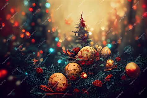 Premium Photo Closeup View Of Decorated Christmas Spruce Tree With