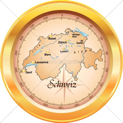 Kort Over Schweiz Som Et Oversigtskort I Guld Stockphoto