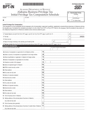 Fillable Online Revenue Alabama Bpt In Form Alabama Dept Of