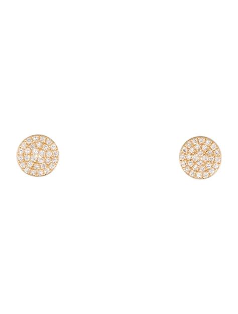 Earrings 14k Diamond Disc Stud Earrings 14k Yellow Gold Stud