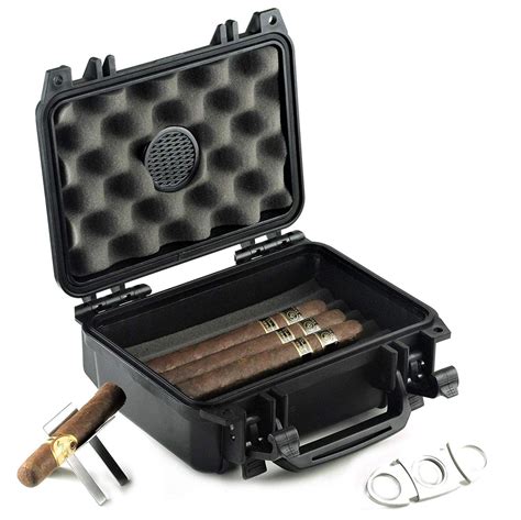 Waterproof Travel Cigar Humidor Case Holds Up To 20 Cigars With Ac