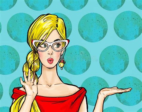 Muchacha Del Blonde Del Arte Pop Invitación Del Partido Tarjeta De Cumpleaños Mujer Cómica Stock