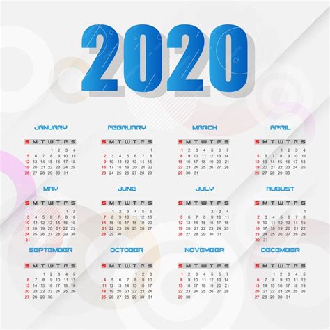 Plantilla De Calendario 2020 Vector Premium