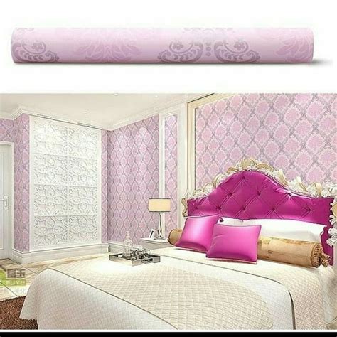 Jual Wallpaper Stiker Dinding Kamar Kantor Motif Batik Pink Shopee